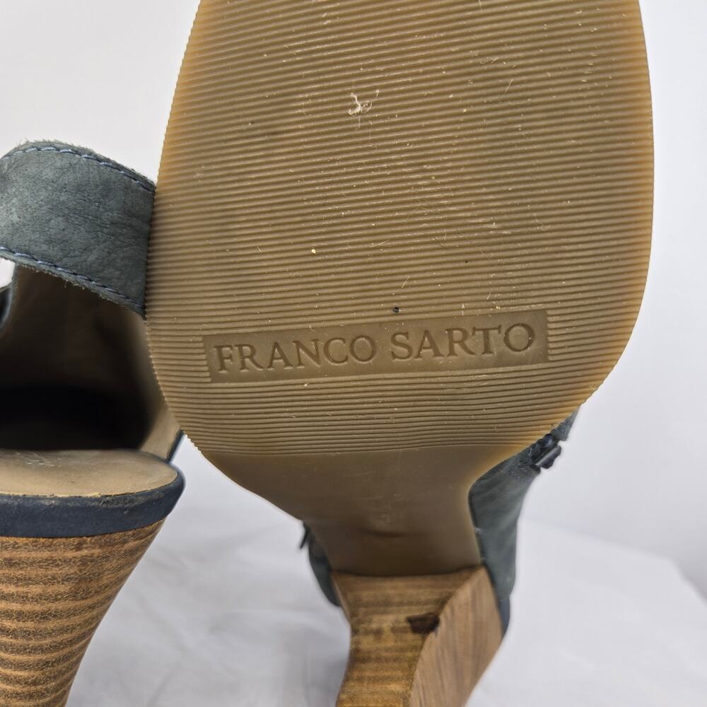 "Harley" Blue Suede Stacked Heel Slingback - Picture 9 of 13